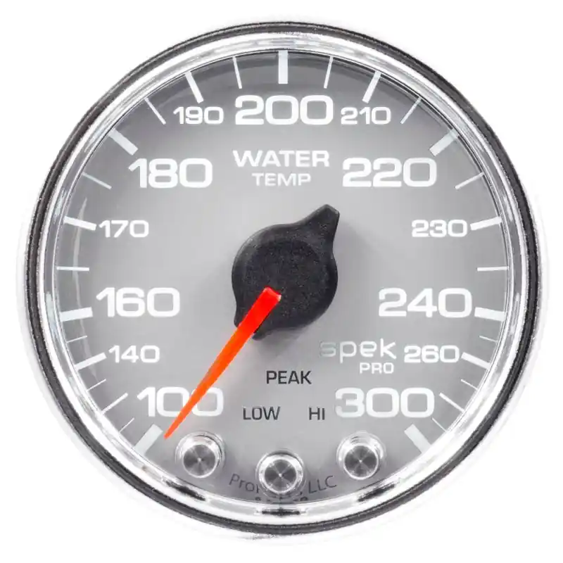 Autometer Spek-Pro Gauge Water Temp 2 1/16in 300f Stepper Motor W/Peak & Warn Slvr/Chrm (ATMP34621)