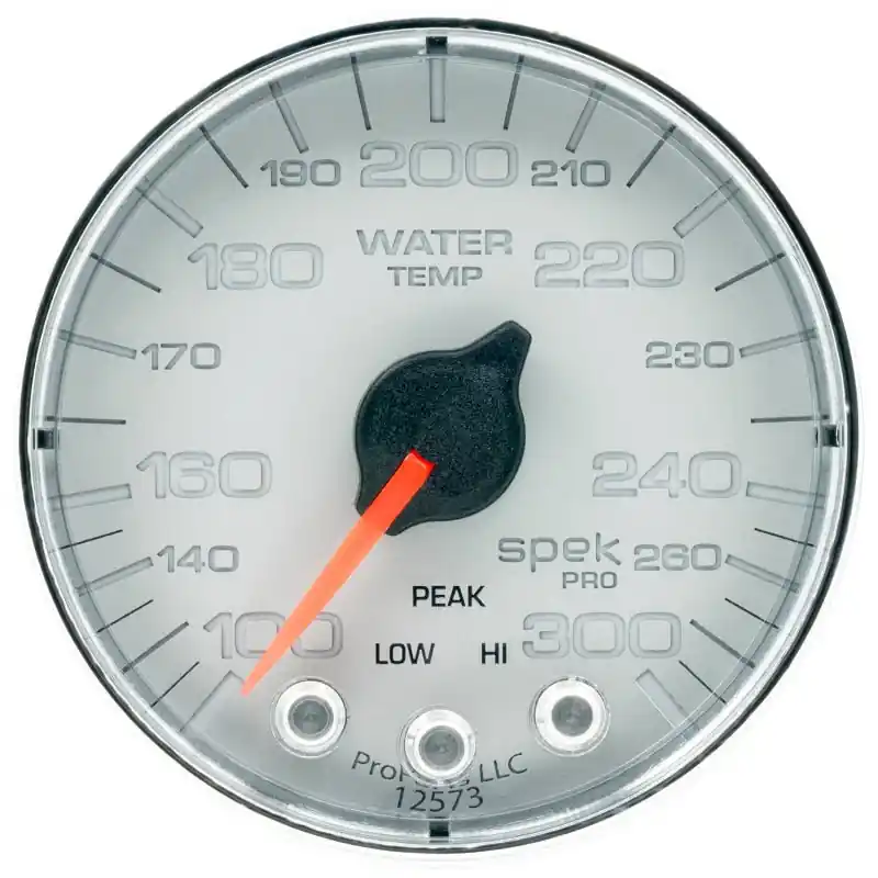 Autometer Spek-Pro Gauge Water Temp 2 1/16in 300f Stepper Motor W/Peak & Warn Slvr/Chrm (ATMP346218)