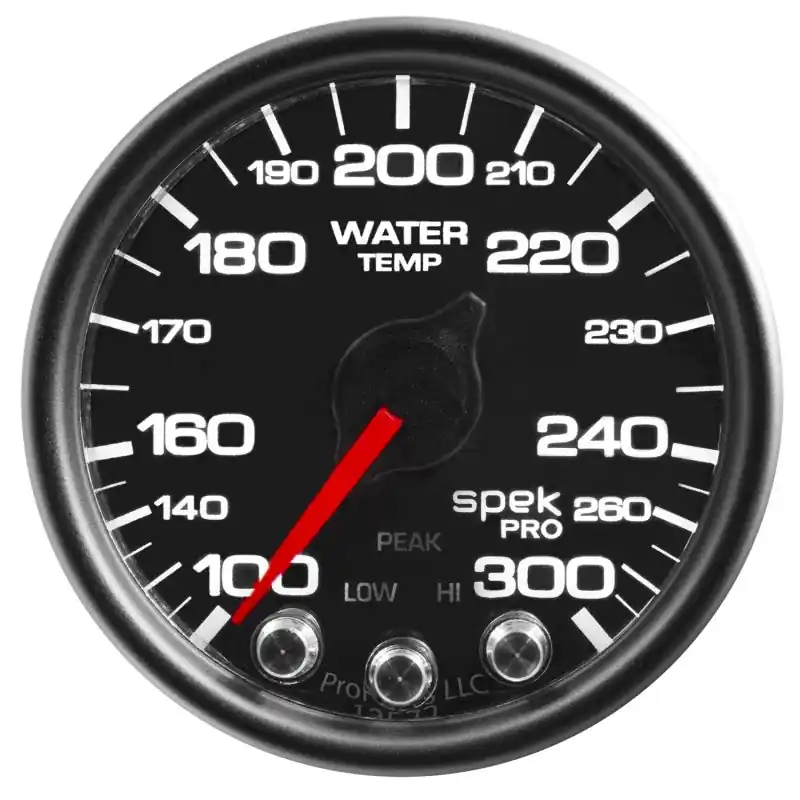 Autometer Spek-Pro Gauge Water Temp 2 1/16in 300f Stepper Motor W/Peak & Warn Blk/Blk (ATMP34632)