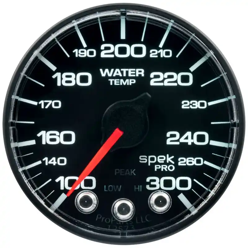 Autometer Spek-Pro Gauge Water Temp 2 1/16in 300f Stepper Motor W/Peak & Warn Blk/Blk (ATMP346324)