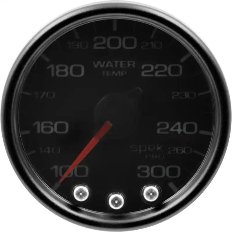 Autometer Spek-Pro Gauge Water Temp 2 1/16in 300f Stepper Motor W/Peak & Warn Blk/Smoke/Blk (ATMP34652)