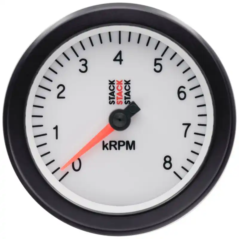 Autometer Stack Sport 88mm 0-8K RPM Tachometer - White (ATMST100-08W)