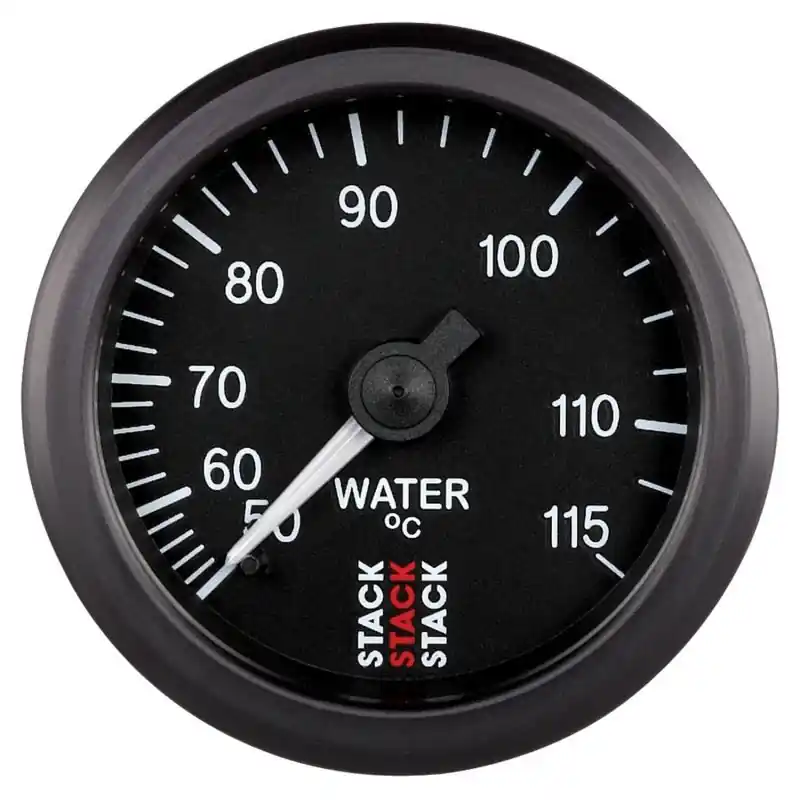 Autometer Stack Instruments 52mm 50-115 Celsius 3/8 BSPT (M) Mechanical Water Temp Gauge - Black (ATMST3107)