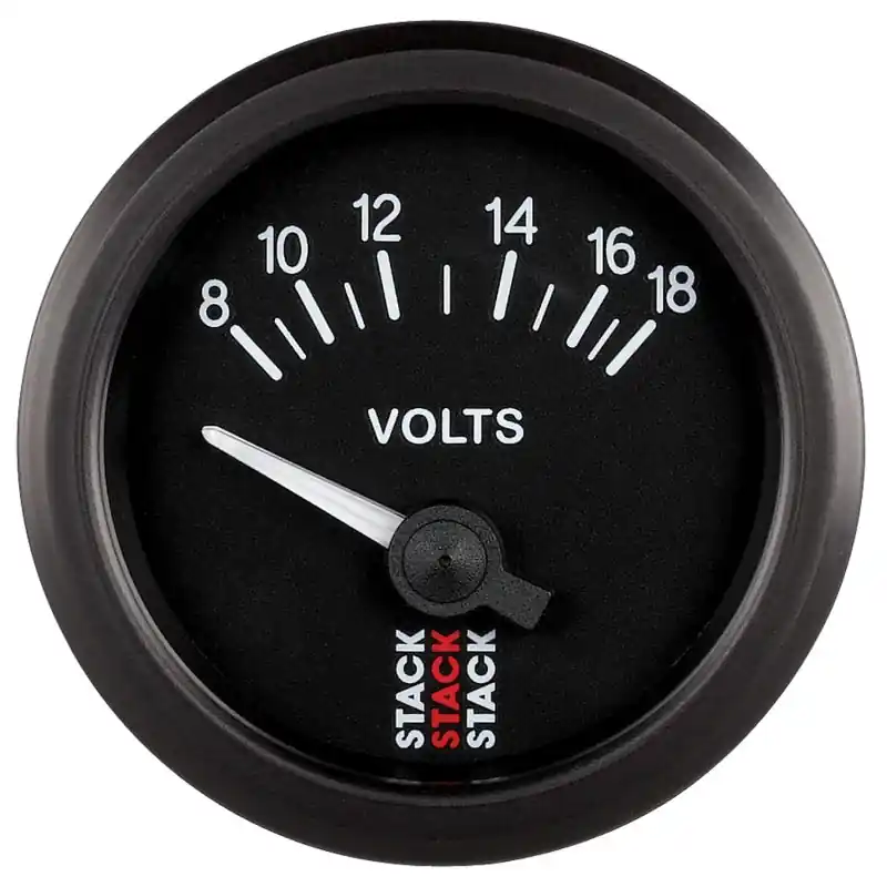 Autometer Stack Instruments 52mm 8-18V Electric Battery Voltage Gauge - Black (ATMST3216)