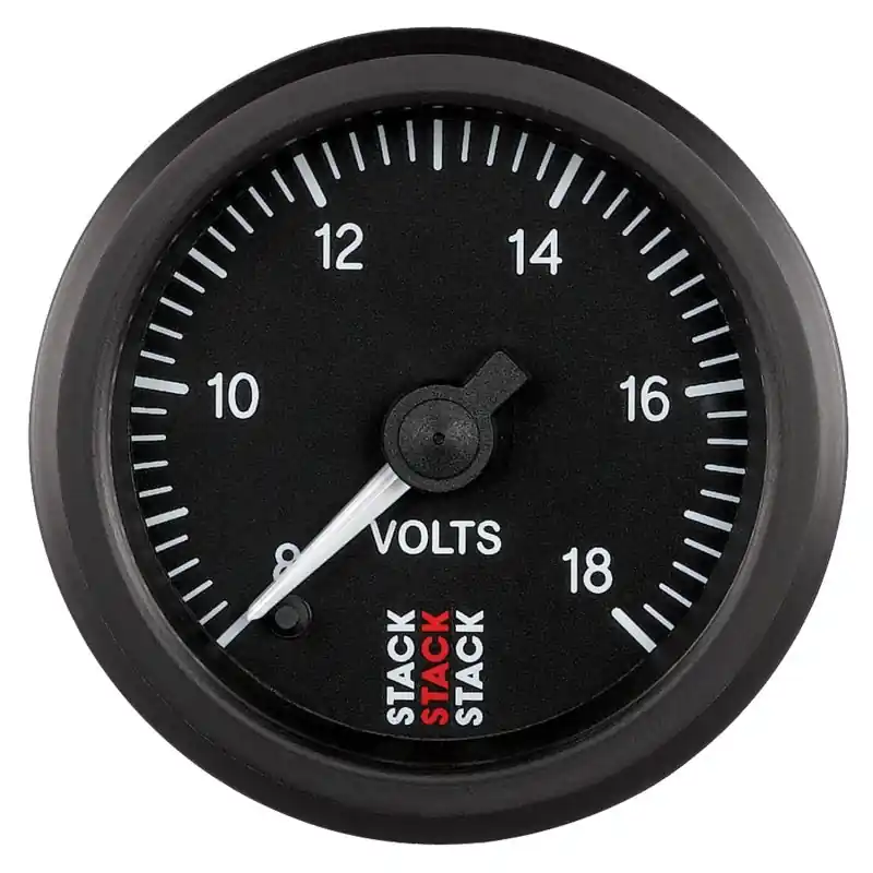 Autometer Stack 52mm 8-18V Pro Stepper Motor Battery Voltage Gauge - Black (ATMST3316)