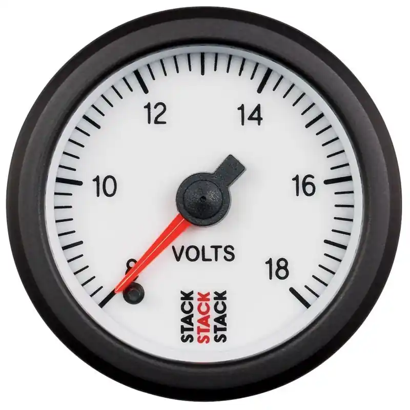 Autometer Stack 52mm 8-18V Pro Stepper Motor Battery Voltage Gauge - White (ATMST3366)
