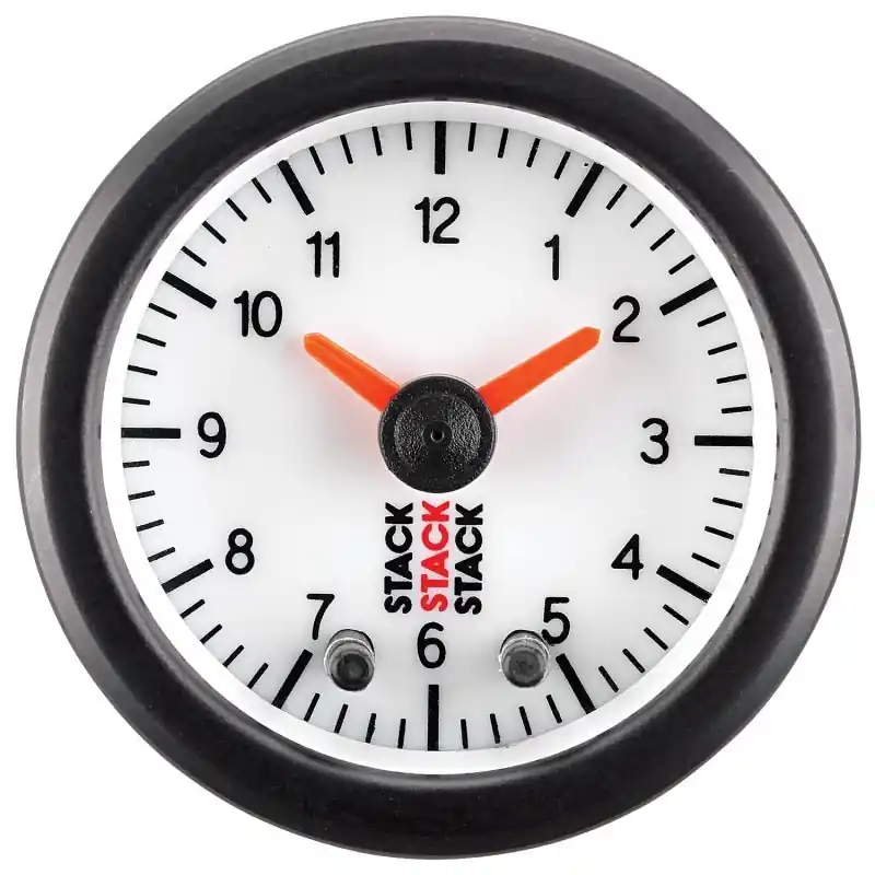 Autometer Stack Analog Clock Gauge - White (ATMST3367)