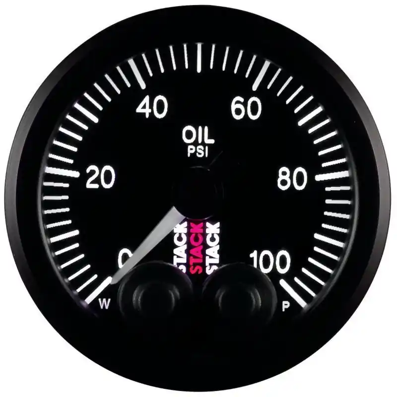 Autometer Stack Instruments Pro Control 52mm 0-100 PSI Oil Pressure Gauge - Black (1/8in NPTF Male) (ATMST3502)