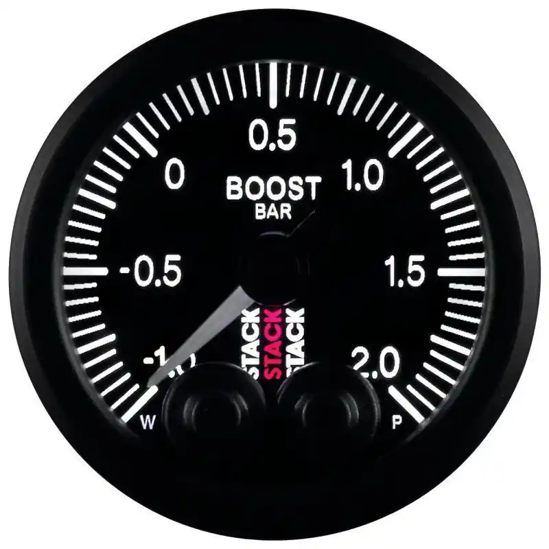 Autometer Stack 52mm -1 to +2 Bar (Incl T-Fitting) Pro-Control Boost Pressure Gauge - Black (ATMST3511)