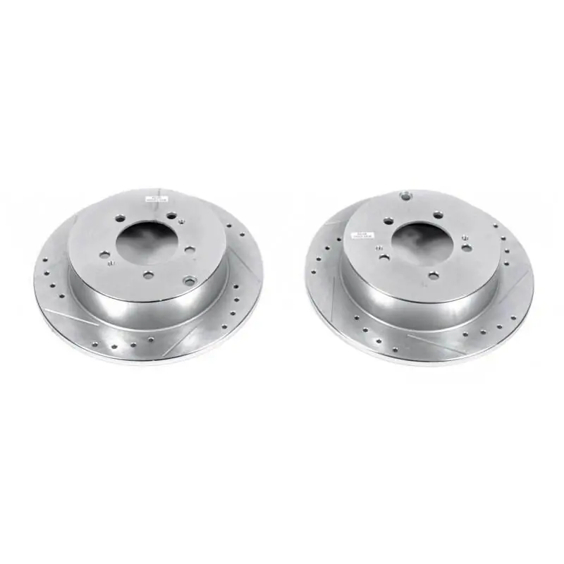 Power Stop 09-15 Mitsubishi Lancer Rear Evolution Drilled & Slotted Rotors - Pair (PSBJBR1374XPR)