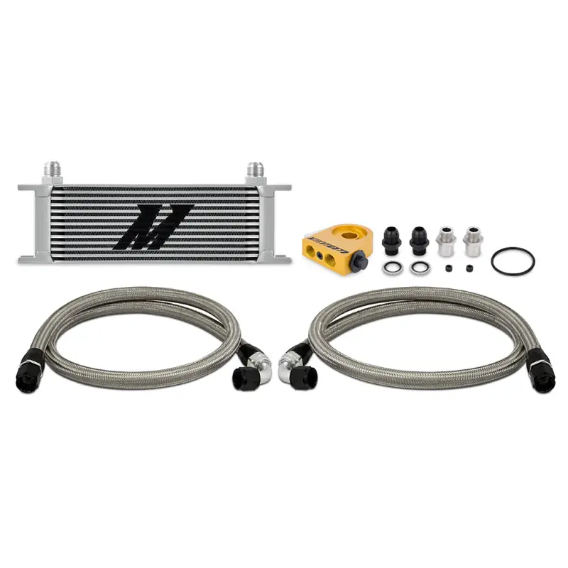 Mishimoto Universal Thermostatic Oil Cooler Kit 13-Row Silver (MISMMOC-U13TSL)