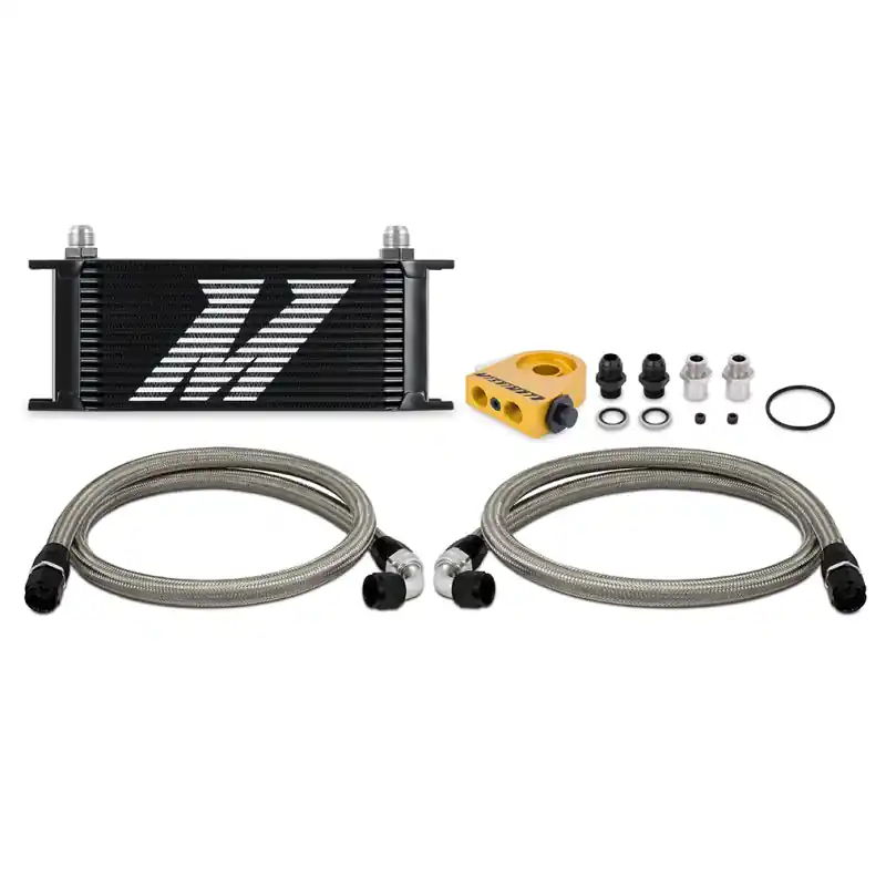 Mishimoto Universal Thermostatic Oil Cooler Kit 16-Row Black (MISMMOC-U16TBK)