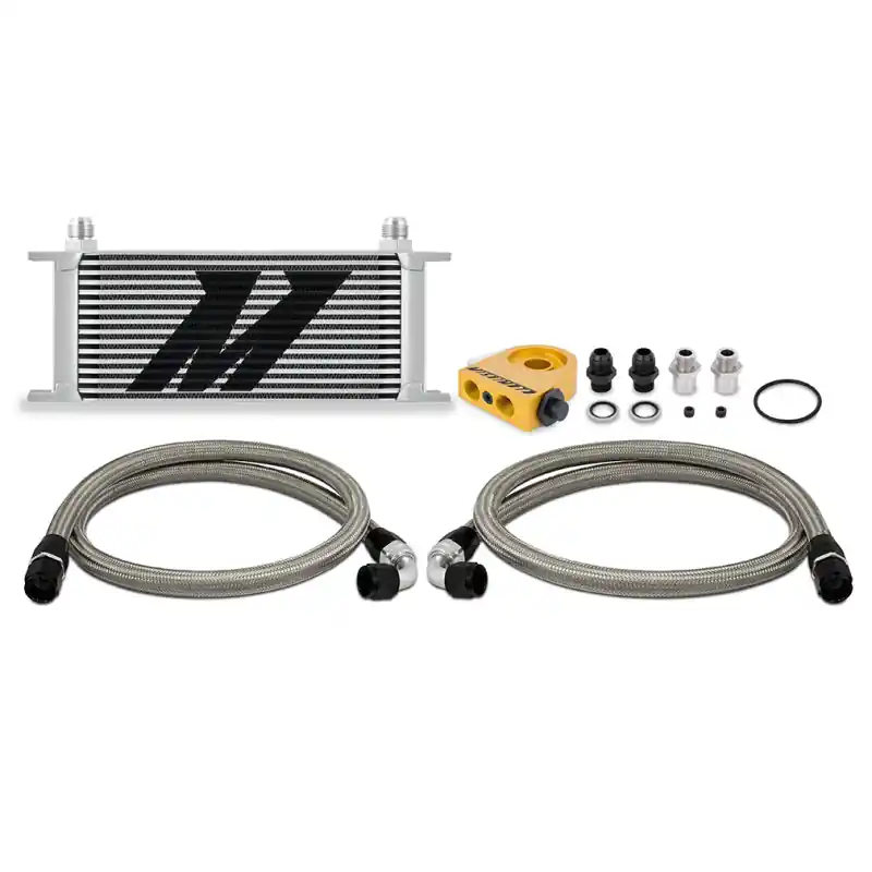Mishimoto Universal Thermostatic Oil Cooler Kit 16-Row Silver (MISMMOC-U16TSL)