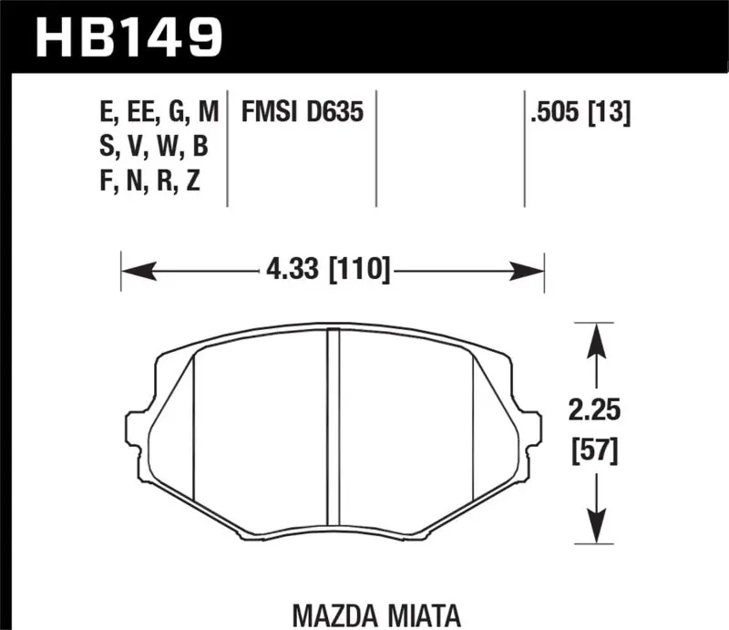 Hawk 94-05 Mazda Miata 1.8L Base Front ER-1 Brake Pads (HAWKHB149D.505)