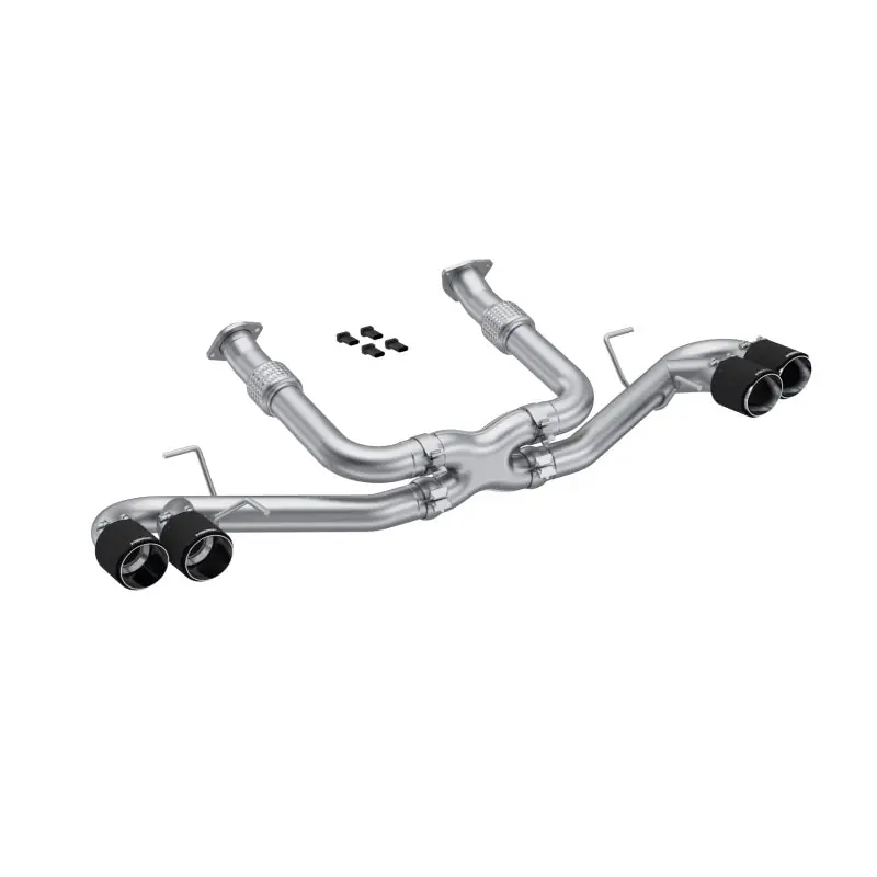 MBRP 20-23 Chevrolet Corvette C8 3in Cat Back Quad Split Rear Exit w/ Carbon Fiber Tips - T304 (MBRPS70423CF)