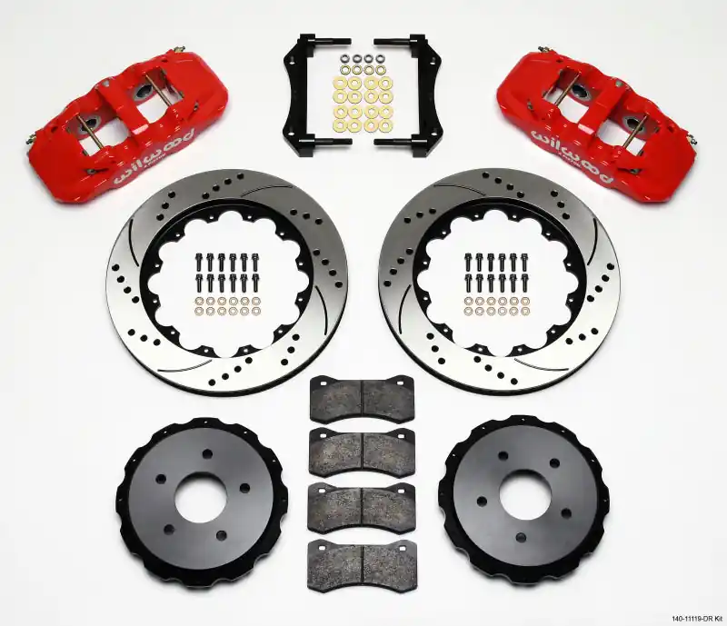 Wilwood AERO4 Rear Kit 14.00in Drilled Red 97-04 Corvette C5/Z06 05-13 C6 (WIL140-11119-DR)