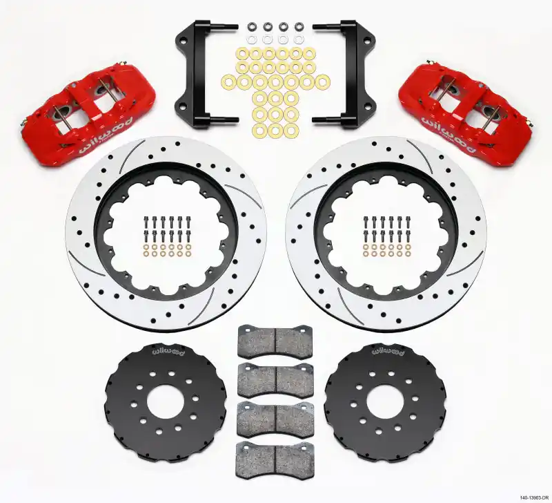 Wilwood AERO6 Front Hat Kit 15.00 Drilled Red 97-04 Corvette C5/Z06 05-13 C6 (WIL140-13903-DR)
