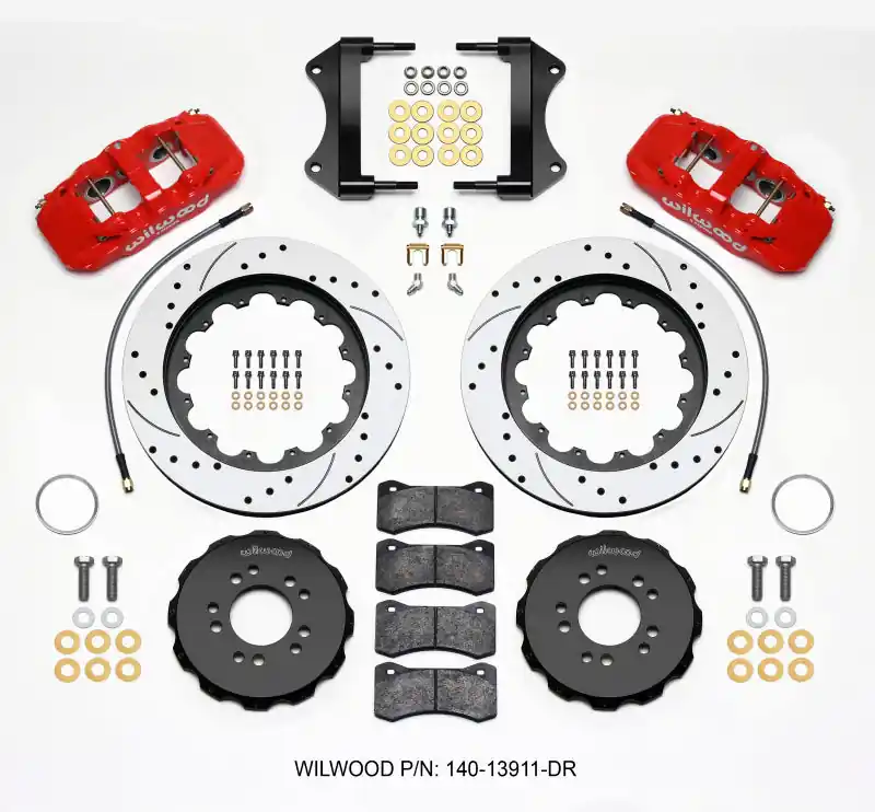 Wilwood AERO6 Front Hat Kit 15.00 Drilled Red 2014-up Corvette C7 w/Lines (WIL140-13911-DR)