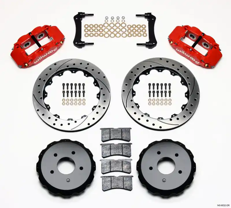 Wilwood Narrow Superlite 4R Rear Kit 12.88in Drilled Red 97-04 Corvette C5/Z06 (WIL140-8032-DR)
