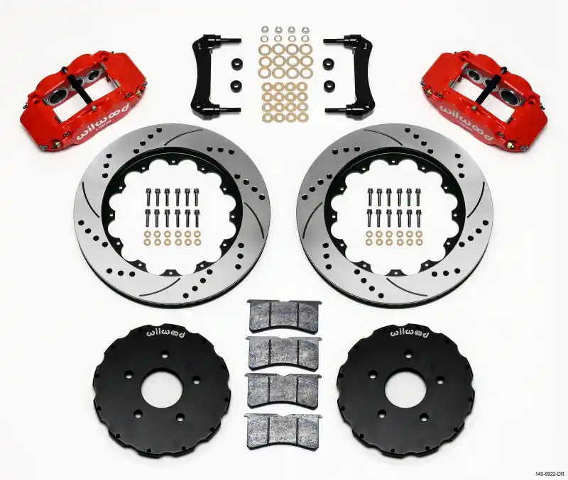 Wilwood Narrow Superlite 6R Front Hat Kit 14.00in Drill Red 2005-up Corvette C6 (WIL140-8922-DR)