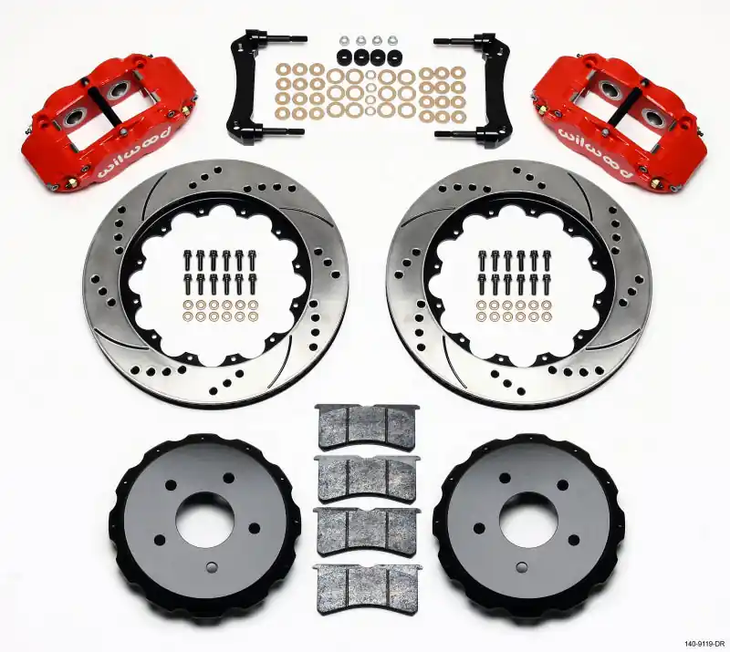Wilwood Narrow Superlite 4R Rear Kit 14.00in Drill Red 97-04 Corvette C5/Z06 05-13 C6 (WIL140-9119-DR)
