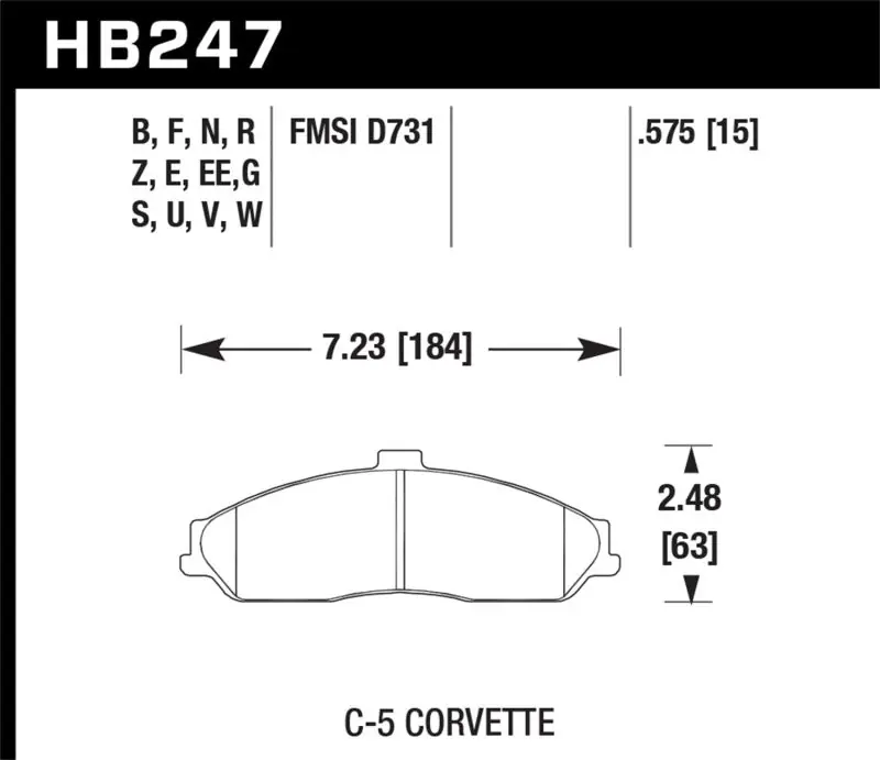 Hawk 97-13 Chevy Corvette Performance HT-10 Compound Front Brake Pads (HAWKHB247S.575)