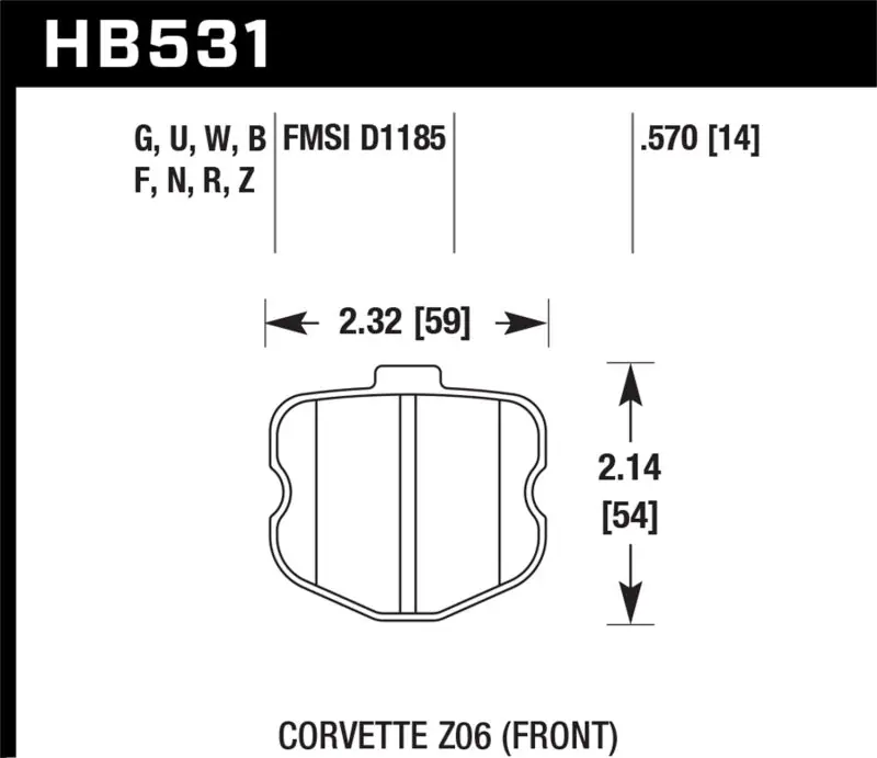 Hawk 06-13 Chevrolet Corvette Z06 DTC-60 Race Front Brake Pads (HAWKHB531G.570)