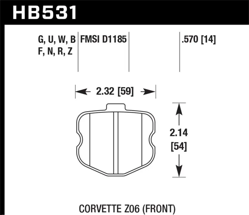 Hawk 10-12 Chevy Corvette Grand Sport / 06-12 Corvette Z06 Front DTC-70 Race Brake Pads (HAWKHB531U.570)