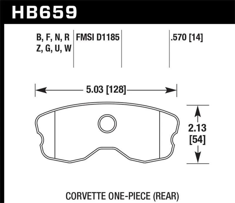 Hawk 06-10 Chevy Corvette (Improved Pad Design) Rear HP+ Sreet Brake Pads (HAWKHB659N.570)