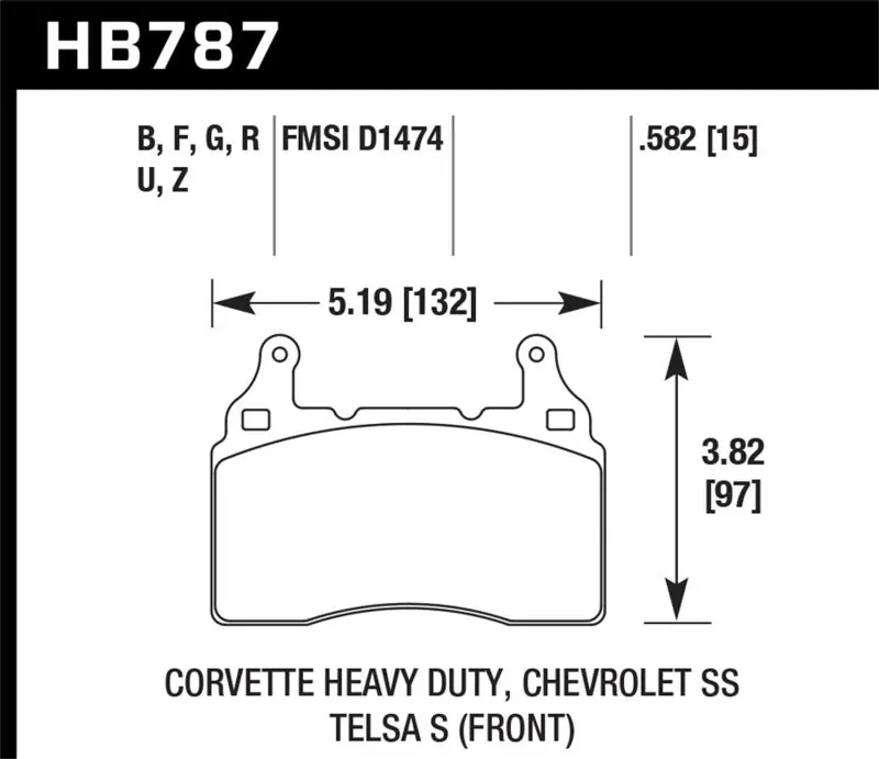 Hawk 15-17 Chevy Corvette Z06 HPS 5.0 Front Brake Pads (HAWKHB787B.582)