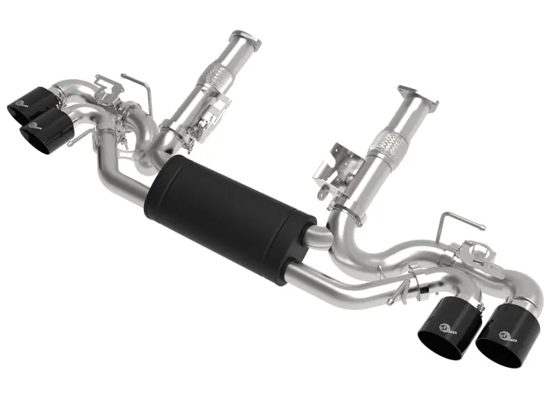aFe MACH Force-Xp 3in to 2-1/2in 304SS Cat-Back 2020 Chevy Corvette (C8) 6.2L - Black Tip (AFE49-34124-B)