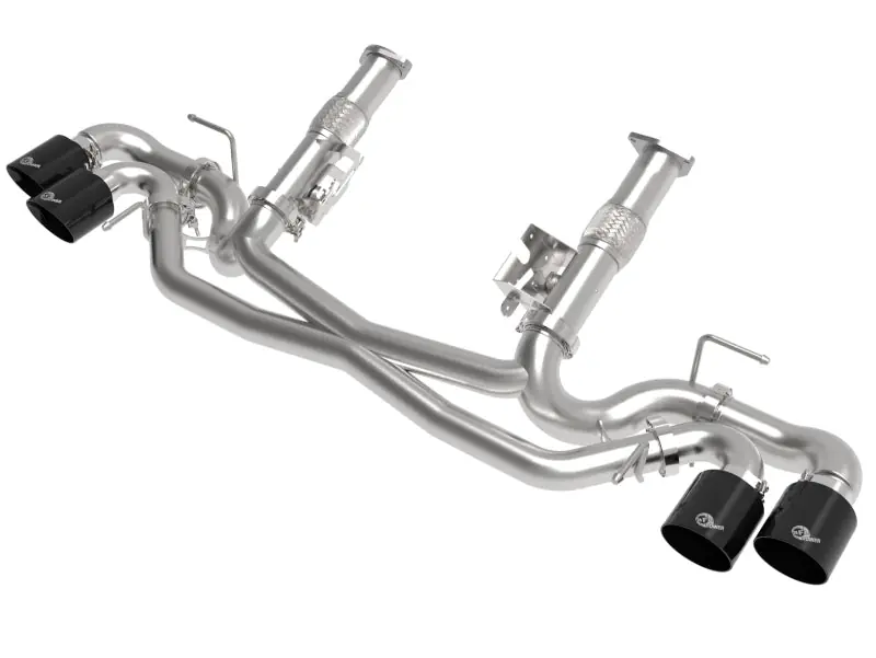 aFe MACH Force-Xp 3in to 2-1/2in 304SS Cat-Back (No Muff.) 2020 Chevy Corvette (C8) 6.2L - Black Tip (AFE49-34127NM-B)