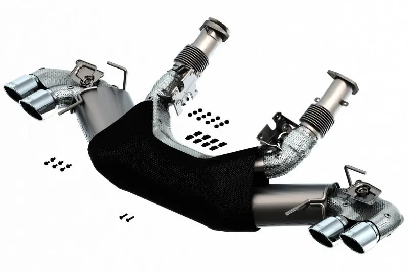 Borla 2020 Chevrolet Corvette C8 6.2L S-Type Exhaust System Dual Round A/C Tips 4inx 4.75in (BOR140838)