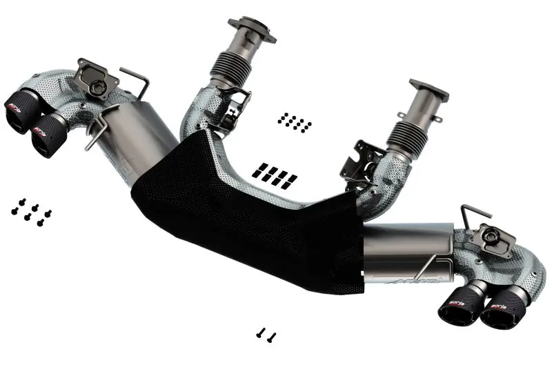 Borla 2020 Chevrolet Corvette C8 6.2L ATAK 3in Exhaust System Dual Round Angle Cut Carbon Fiber Tips (BOR140839CF)