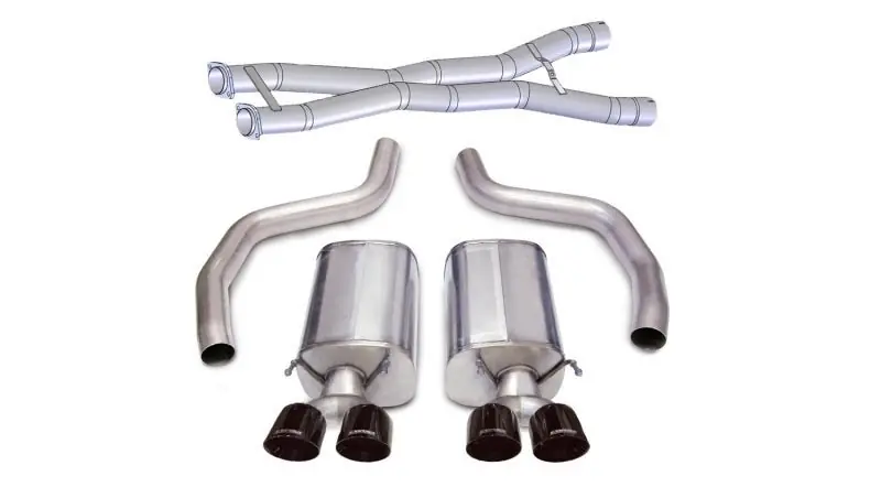Corsa 2012-2013 Chevrolet Corvette C6 Z06 7.0L V8 Black Sport Cat-Back Exhaust (COR14164CB3BLK)