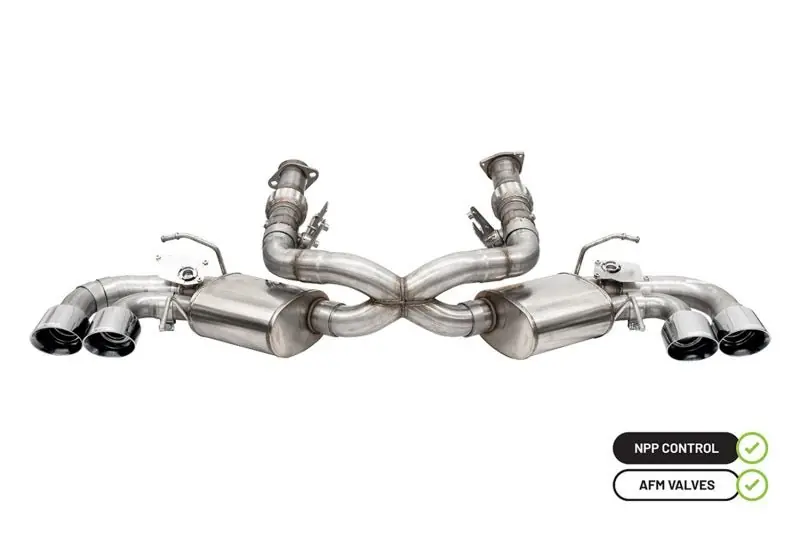 Corsa 2020-25 Corvette C8 3in Valved Cat-Back 4.5in Pol Quad Tips - Fits Factory Perf Exhaust w/ AFM (COR21100)