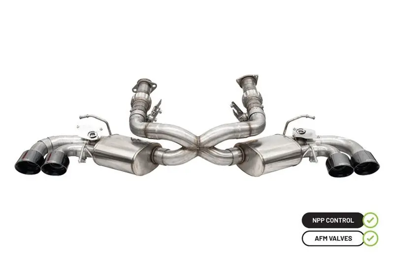 Corsa 2020-25 Corvette C8 3in Valved Cat-Back 4.5in Blk Quad Tips - Fits Factory Perf Exhaust w/ AFM (COR21100BLK)