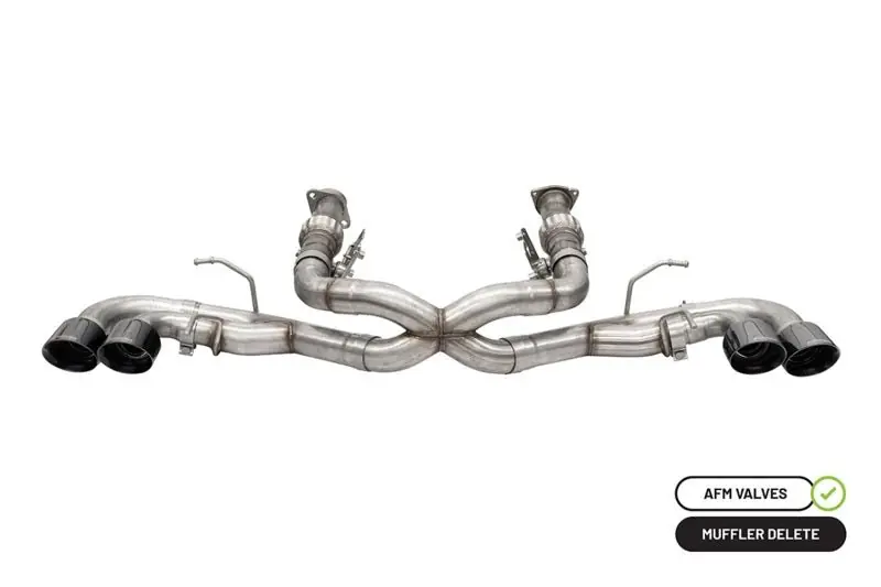 Corsa 20-25 Corvette C8 3in Xtreme Cat-Back Exhaust 4.5in Blk Quad Tips - Integrates stock AFM Valve (COR21102BLK)
