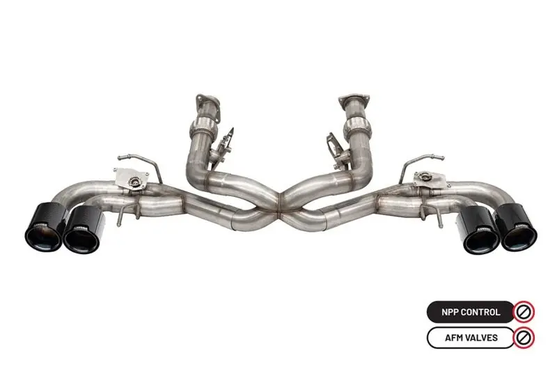 Corsa 2020-2025 Chevrolet Corvette C8 RWD 3in Valved Cat-Back Delete w/ NPP w/4.5in CF Black PVDTips (COR21105CFBLK)