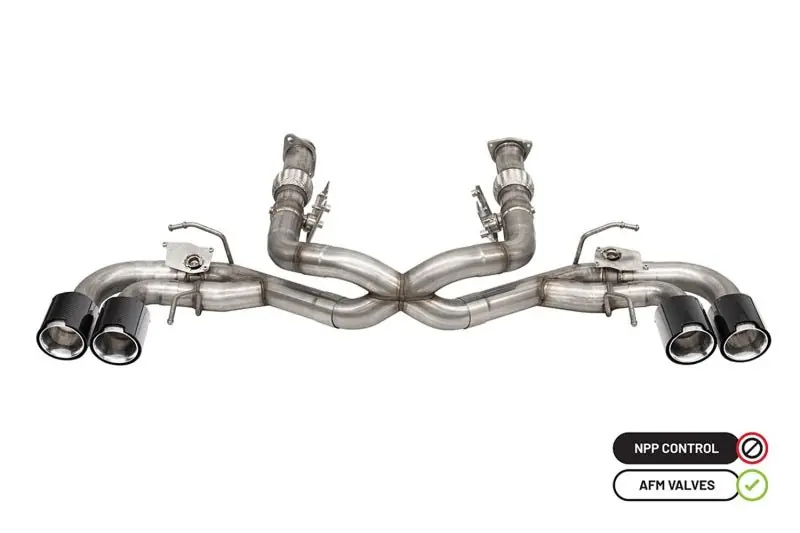 Corsa 2020-2025 Chevrolet Corvette C8 RWD 3in Delete 4 Valve Cat-Back w/NPP w/4.5in CF PolishedTips (COR21106CF)