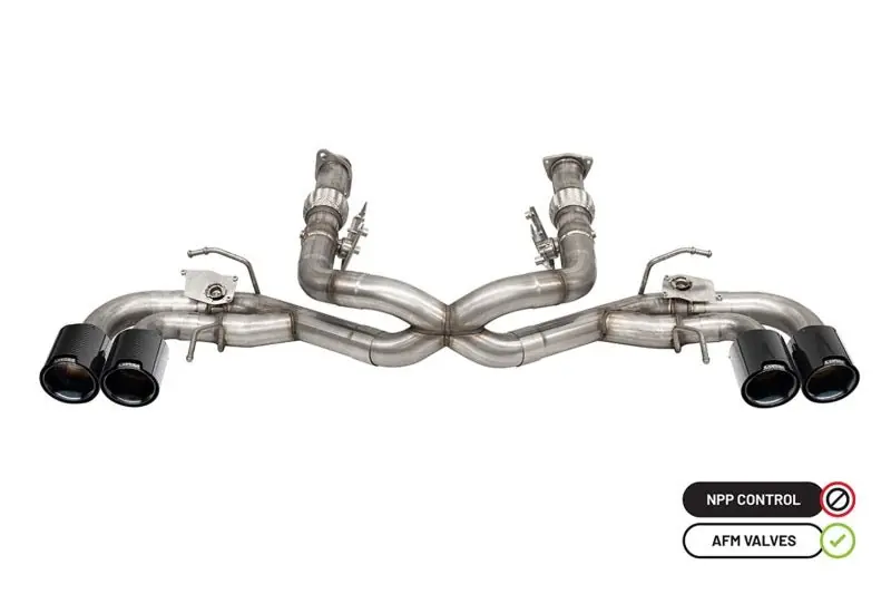 Corsa 2020-2025 Chevrolet Corvette C8 RWD 3in Delete 4 Valve Cat-Back w/NPP w/4.5in CF Black PVDTips (COR21106CFBLK)