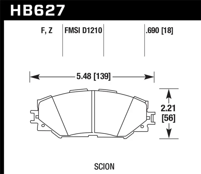 Hawk 06-16 Toyota RAV4 HPS 5.0 Front Brake Pads (HAWKHB627B.690)