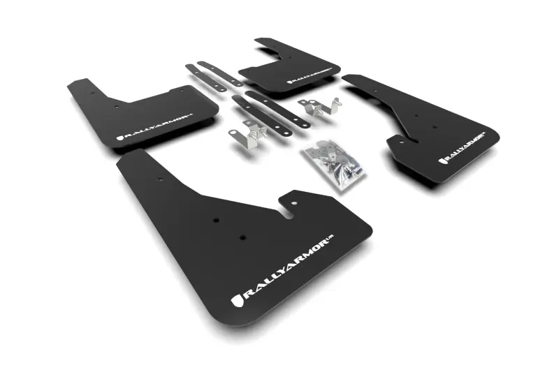Rally Armor 18-25 Toyota Corolla Hatchback Black UR Mud Flap White Logo (RALMF67-UR-BLK/WH)