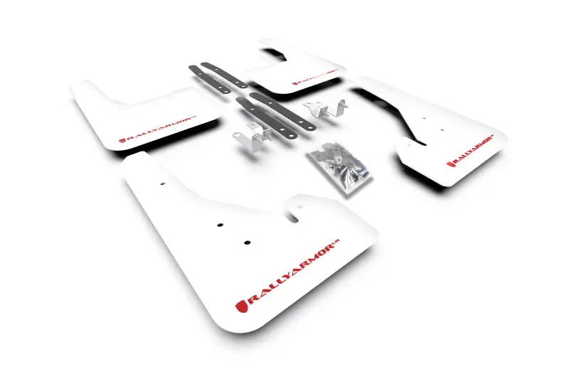 Rally Armor 18-25 Toyota Corolla Hatchback White UR Mud Flap Red Logo (RALMF67-UR-WH/RD)