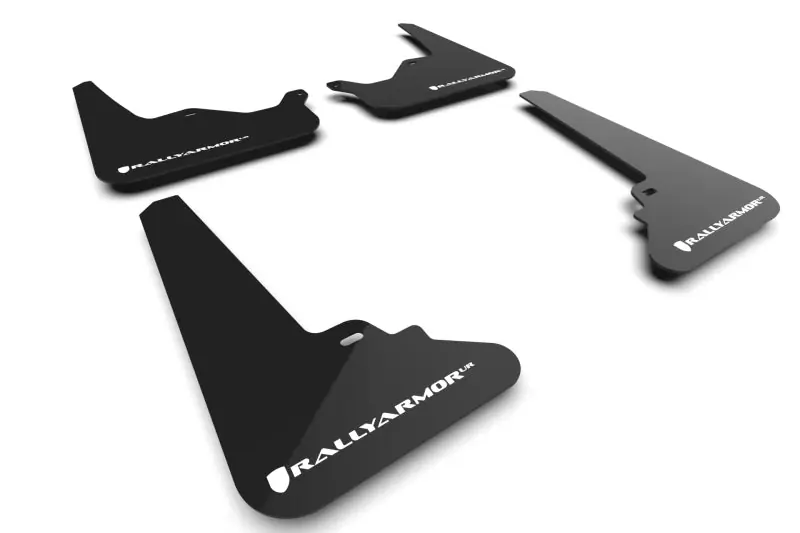 Rally Armor 21-25 Tesla Model S / S Plaid Black UR Mud Flap w/White Logo (RALMF101-UR-BLK-WH)