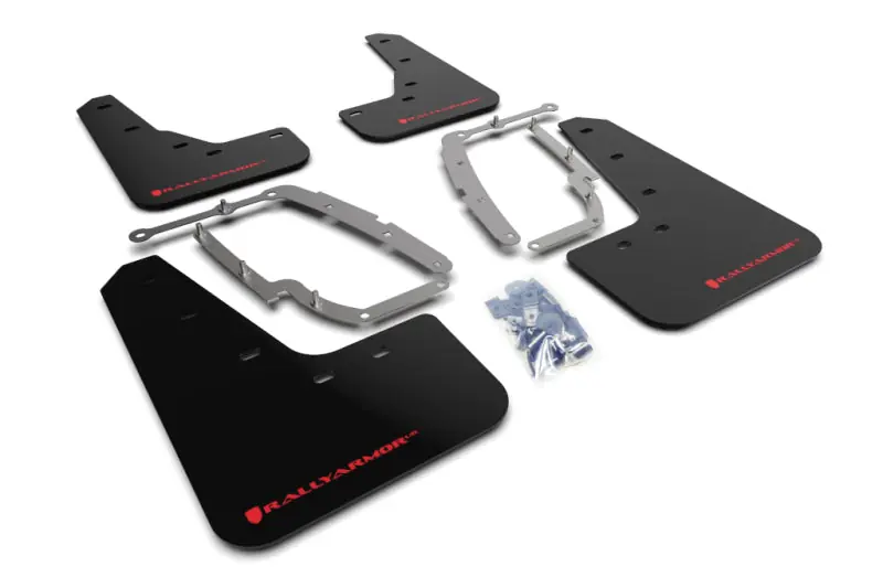 Rally Armor 17-23 Tesla Model 3 Black UR Mud Flap w/Red Logo (RALMF62-UR-BLK/RD)