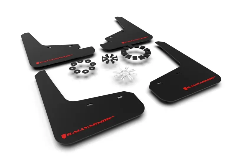 Rally Armor 20-26 Tesla Model Y, Juniper Y Black UR Mud Flap w/Red Logo (RALMF72-UR-BLK/RD)