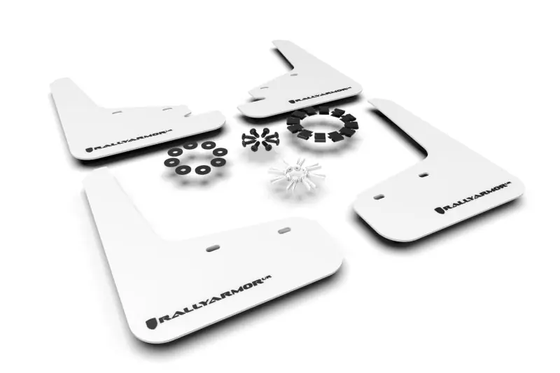 Rally Armor 20-26 Tesla Model Y, Juniper Y White UR Mud Flap w/Black Logo (RALMF72-UR-WH/BLK)