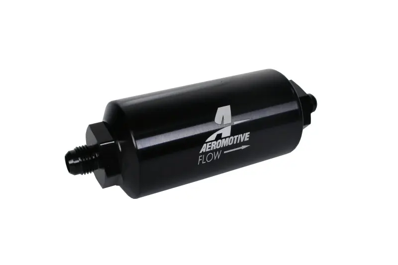 Aeromotive In-Line Filter - (AN-6 Male) 40 Micron Stainless Mesh Element Bright Dip Black Finish (AER12348)