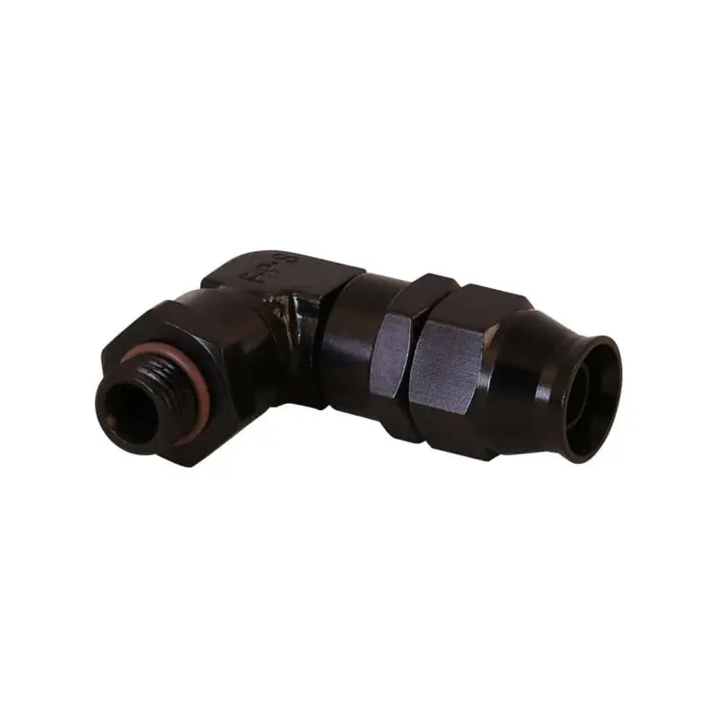 Aeromotive PTFE Hose End - AN-06 to AN-08 Hose - 90 Deg - Black Anodized (AER15736)